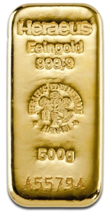 Barra de Ouro de 500g Heraeus