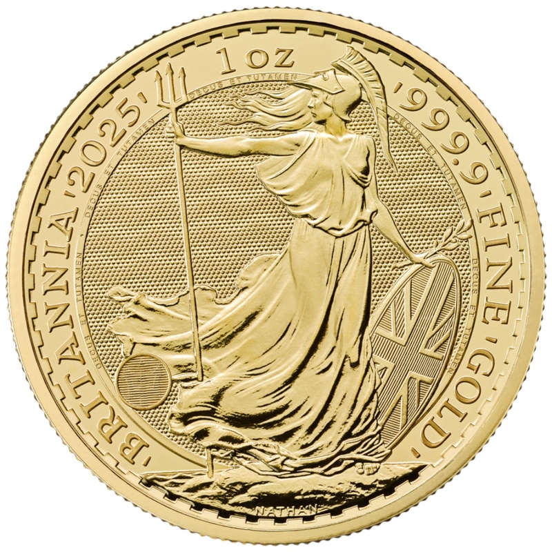 Moeda de Ouro Britânia de Uma Onça de 2025