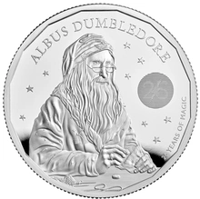 25º Aniversário de Harry Potter - Dumbledore Moeda de Prata Proof de 2 onças de 2023