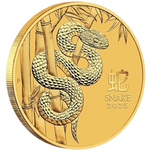 Moeda de Ouro de Quarto de Onça do Ano do Serpente 2025 da Casa da Moeda de Perth