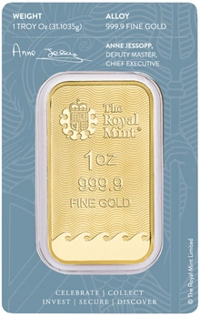 Barra de ouro com cunho da Britannia de 1 oz