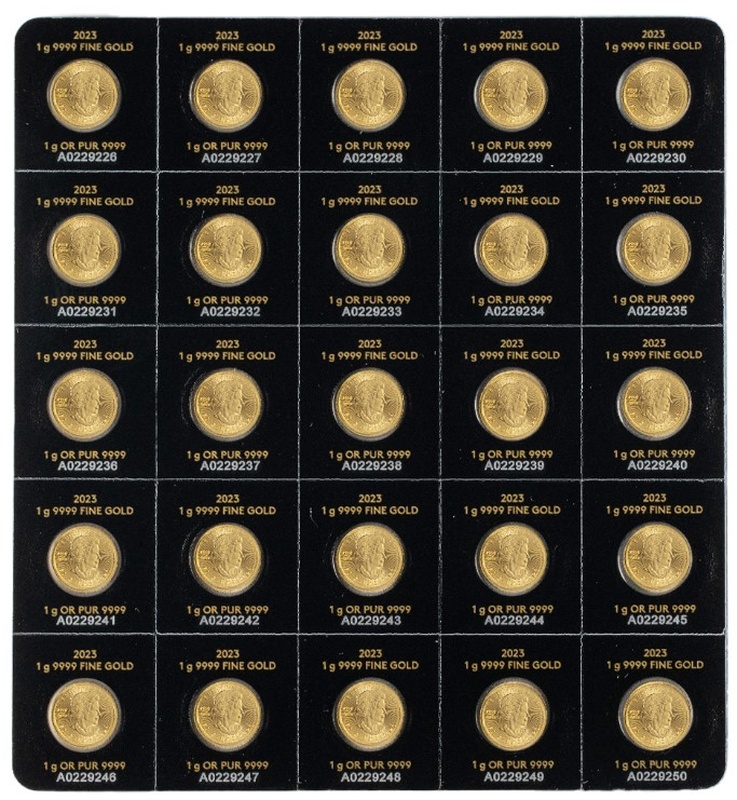 2023 MapleGram 25 x 1 Gram Gold Coins