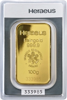 Barra de Ouro de 100g Heraeus