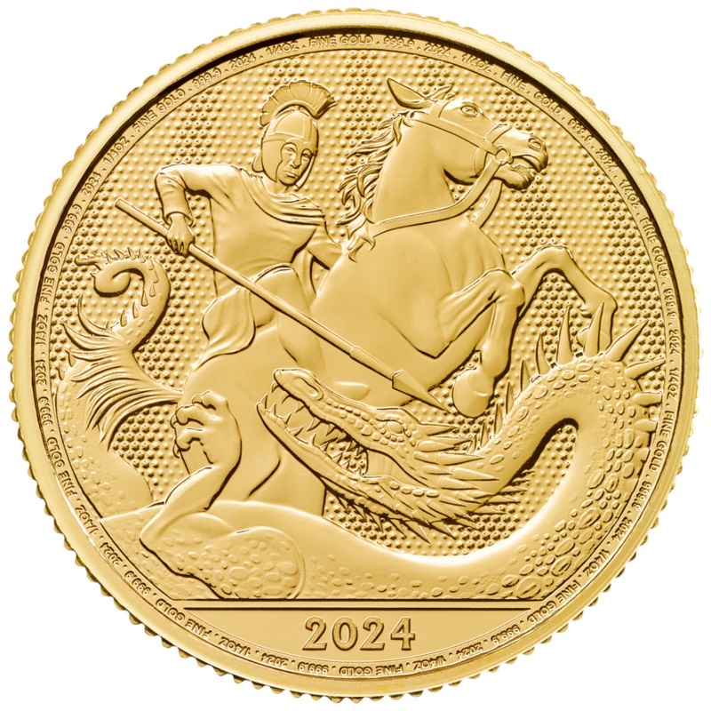 2024 Moeda de Ouro de 1/4 onça de São Jorge e o Dragão