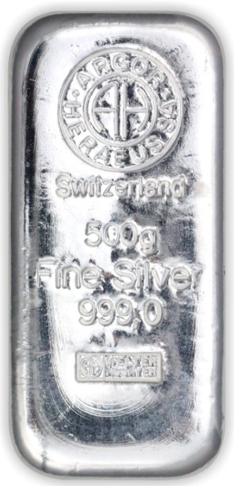 Argor-Heraeus 500 Gram Silver Bar