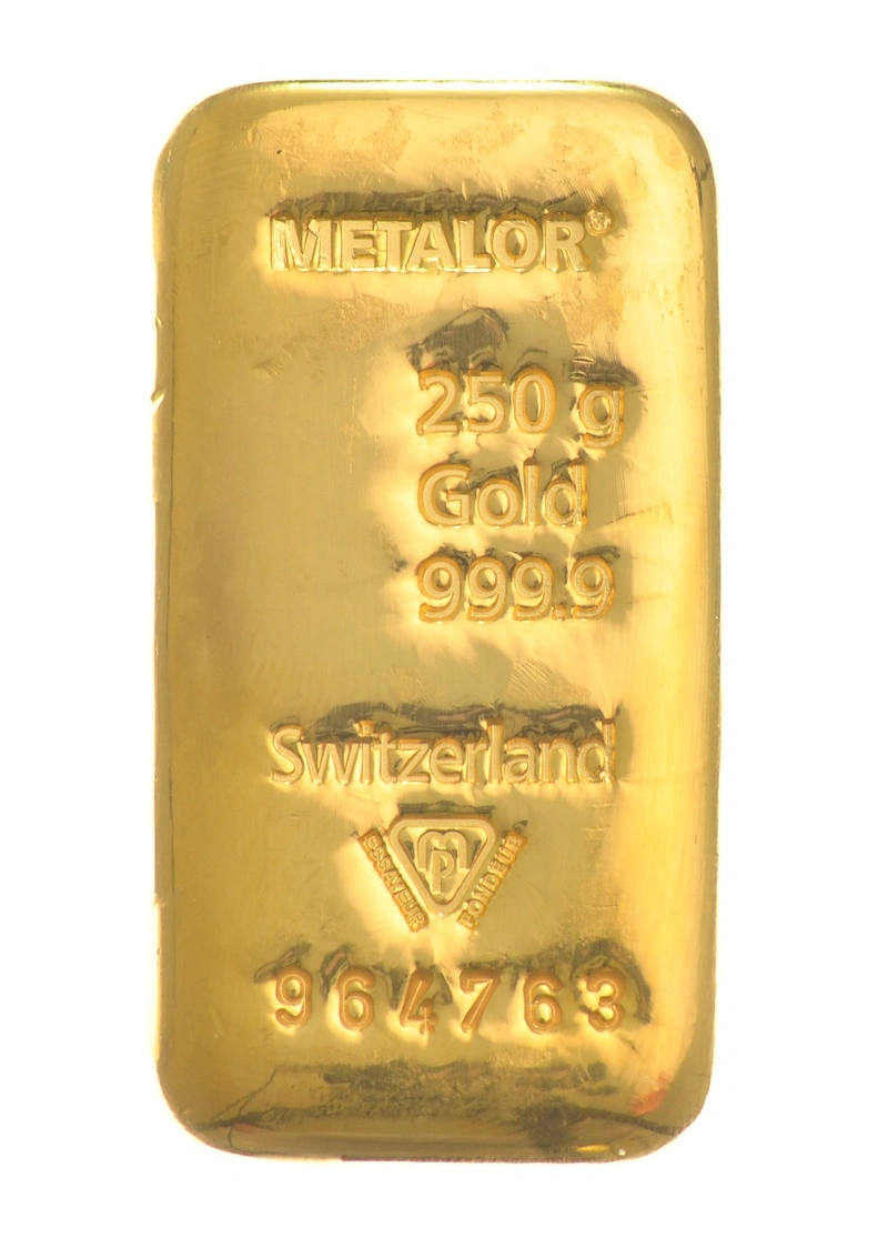 Barra de Ouro fundida de 250g Metalor