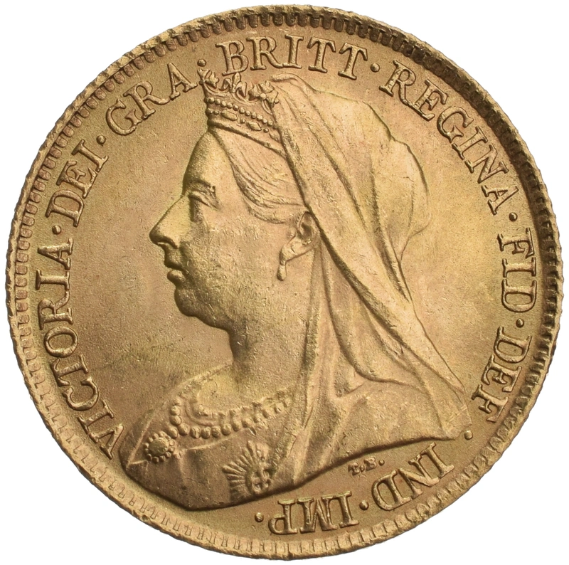 Gold Half Sovereign Victoria Veiled Old Head