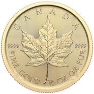 Moeda de Ouro Maple Canadiana de 1/2 onça 2025
