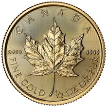 Moeda de Ouro Maple Canadiana de 1/2 onça 2025