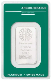 Barra de Platina de 1oz Argor Heraeus