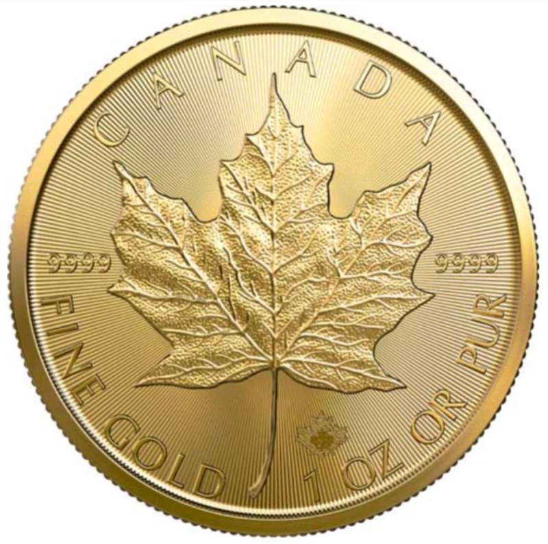 Moeda de ouro Maple Canadiana de 1 onça 2023