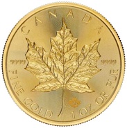 Moeda de Ouro Maple Canadiana de 1 onça 2025