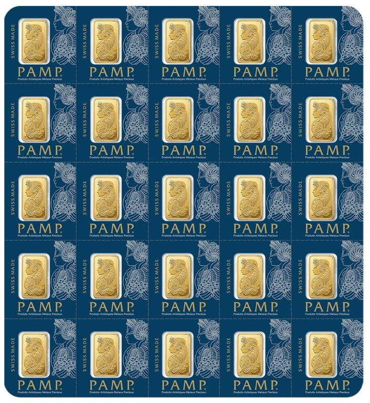 25g Gold Bar PAMP Lady Fortuna Multigram Minted