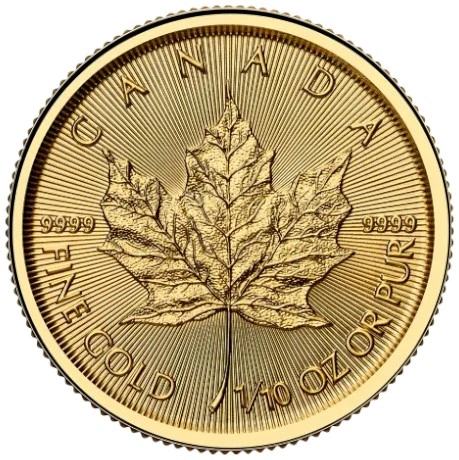 Moeda de Ouro Maple Canadiana de 1/10 onça 2025