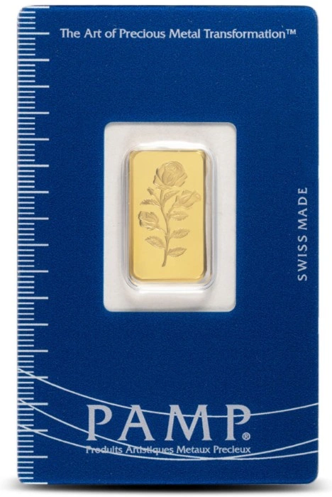 2.5g Gold Bar PAMP Rosa Minted