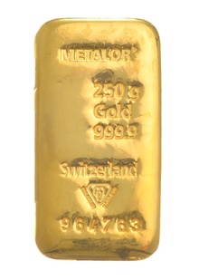 Barra de Ouro fundida de 250g Metalor