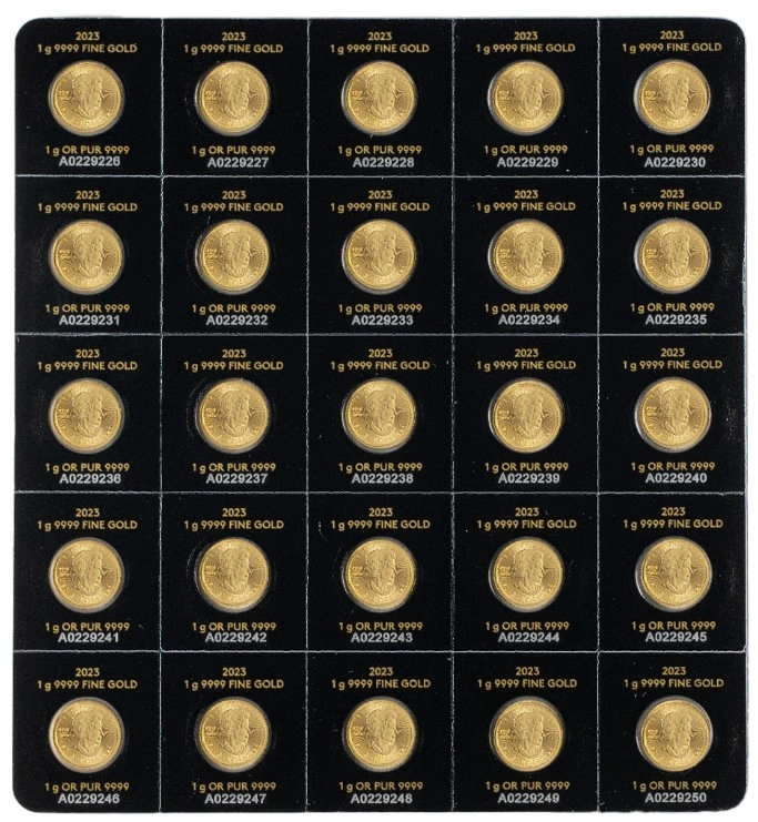 2023 MapleGram 25 x 1 Gram Gold Coins