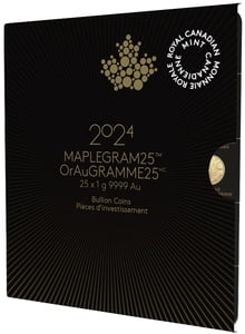 2024 MapleGram 25 x 1 Grama de Moedas de Ouro