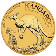 Moeda de Ouro de Quarto de Onça do Canguru Australiano de 2024