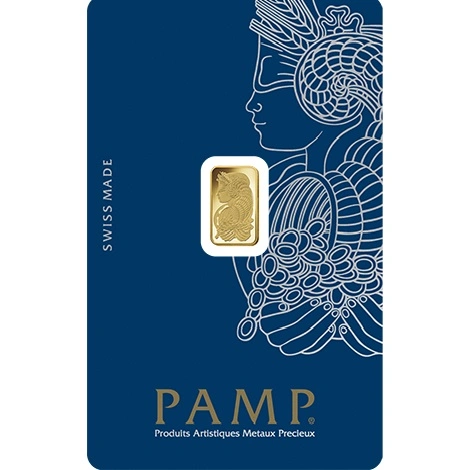 1g Gold Bar PAMP Lady Fortuna Minted