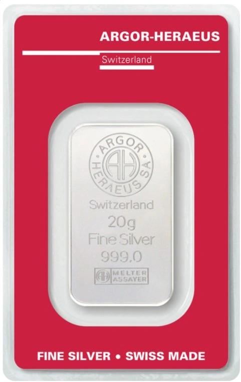 Argor-Heraeus 20 Gram Silver Bar