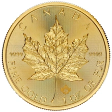 Moeda de Ouro Maple Canadiana de 1 onça 2025