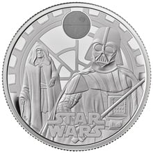Moeda de Prata Proof de 2 onças da  Guerra das Estrelas -Darth Vader e o Emperador Palpatine 2023