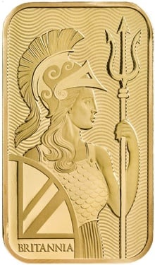 Barra de ouro com cunho da Britannia de 1 oz