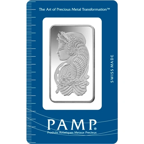 50g Silver Bar PAMP Lady Fortuna Minted