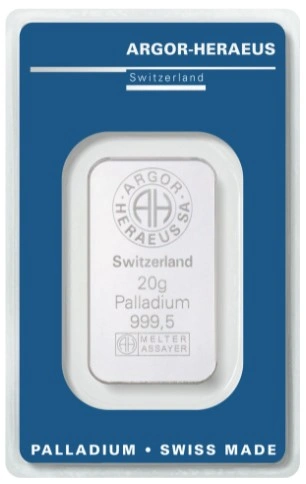 Argor-Heraeus 20 Gram Palladium Bar