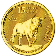 Moeda de ouro de décimo de onça do touro espanhol 2023