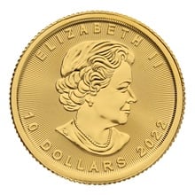 Moeda de ouro Canadiana Maple de Quarto de onça de 2022