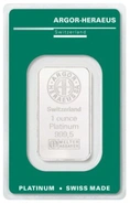 Barra de Platina de 1oz Argor Heraeus