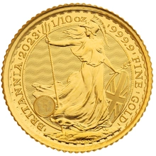 Moeda de Ouro Britânia um décimo de onça 2023 (Isabel II)