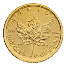 Moeda de ouro Canadiana Maple de Quarto de onça de 2022