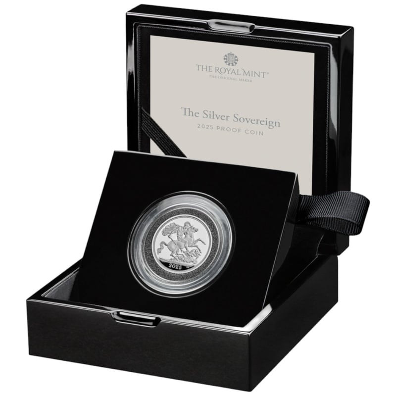 2025 Proof Silver Sovereign Coin Boxed