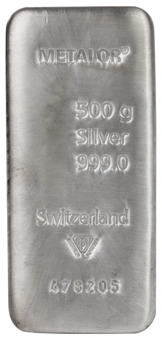 Metalor 500 Gram Silver Bars