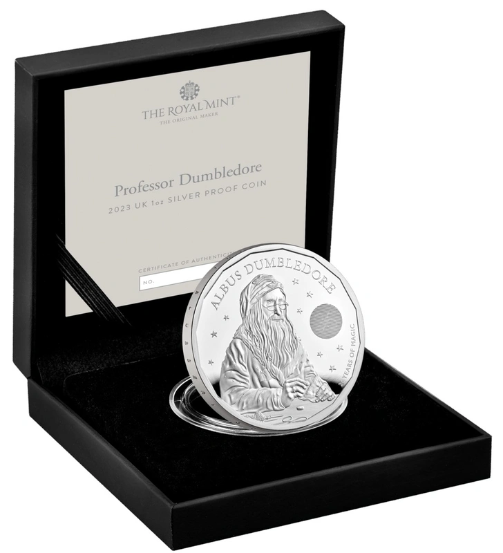 2023 25th Anniversary of Harry Potter - Dumbledore 1oz Proof Silver Coin Boxed