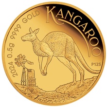 Moeda de ouro australiana “Mini Roo” de 0,5g de 2024