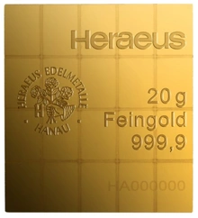 Barra CombiBar de Ouro Heraeus 20x1g