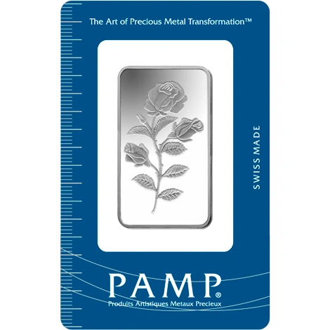 1oz Silver Bar PAMP Rosa Minted