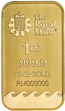 Barra de ouro com cunho da Britannia de 1 oz