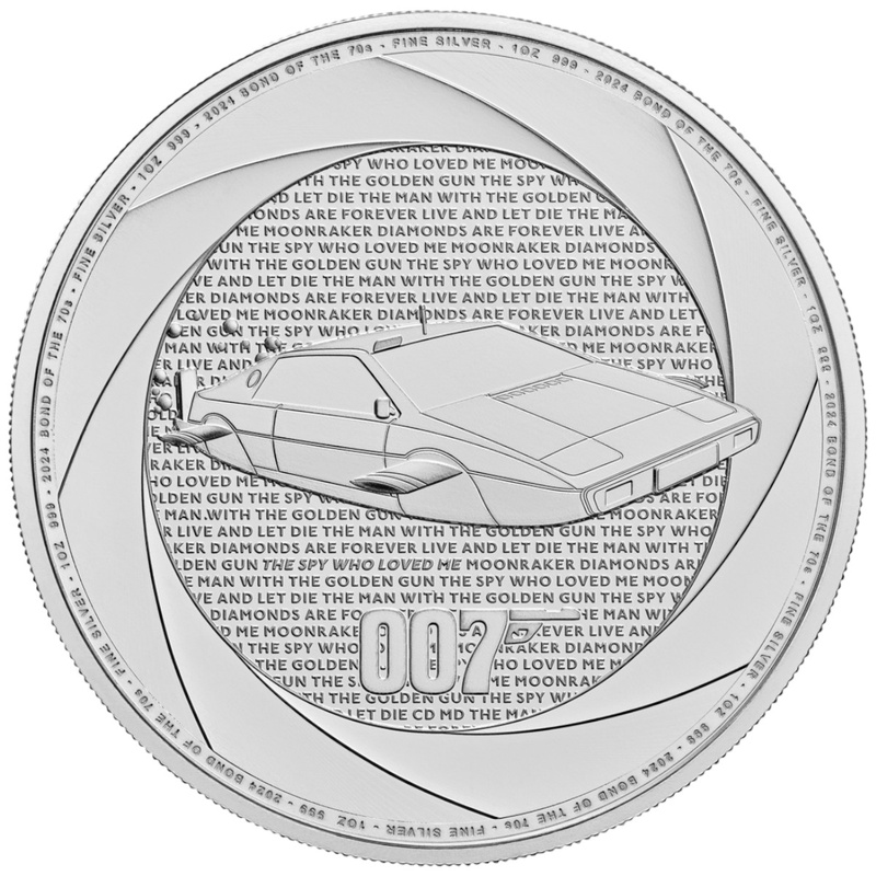 2024 Six Decades of 007, Bond of the 1970s 1oz Silver Coin