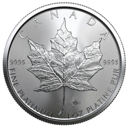 Moeda de platina de 1 onça de Maple Canadiano de 2022