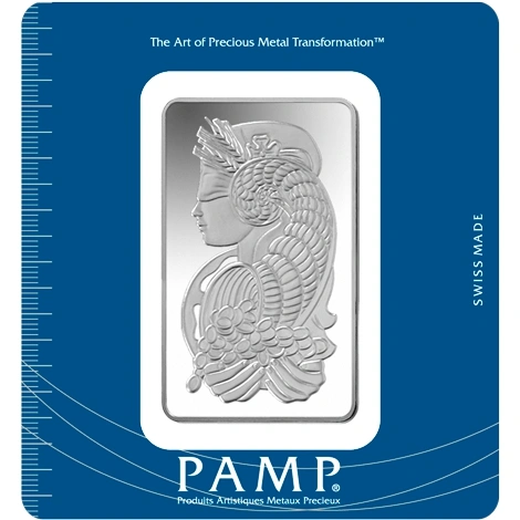 100g Silver Bar PAMP Lady Fortuna Minted