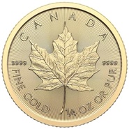 Moeda de Ouro Maple Canadiana de 1/4 onça 2025