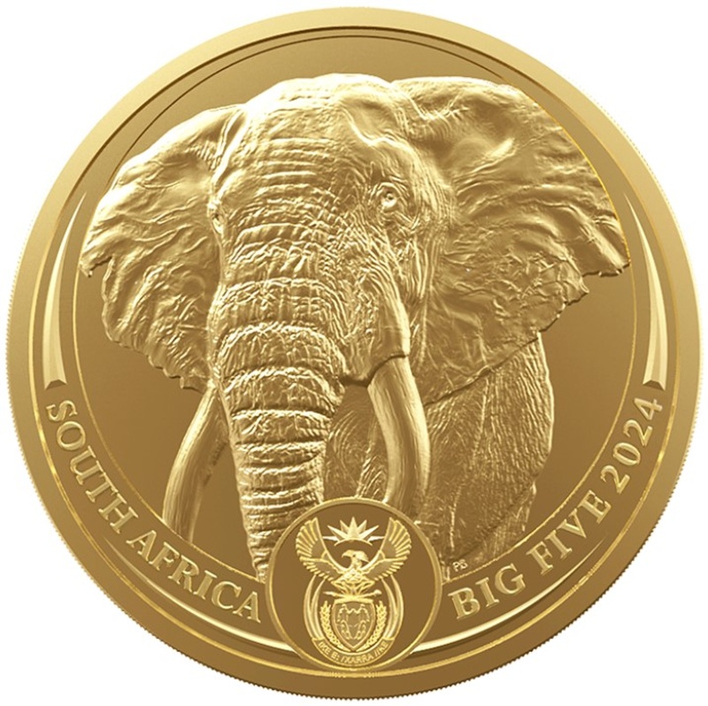 Moeda de Ouro de 1 Onça do Elefante - Série dos Cinco Grandes 2024