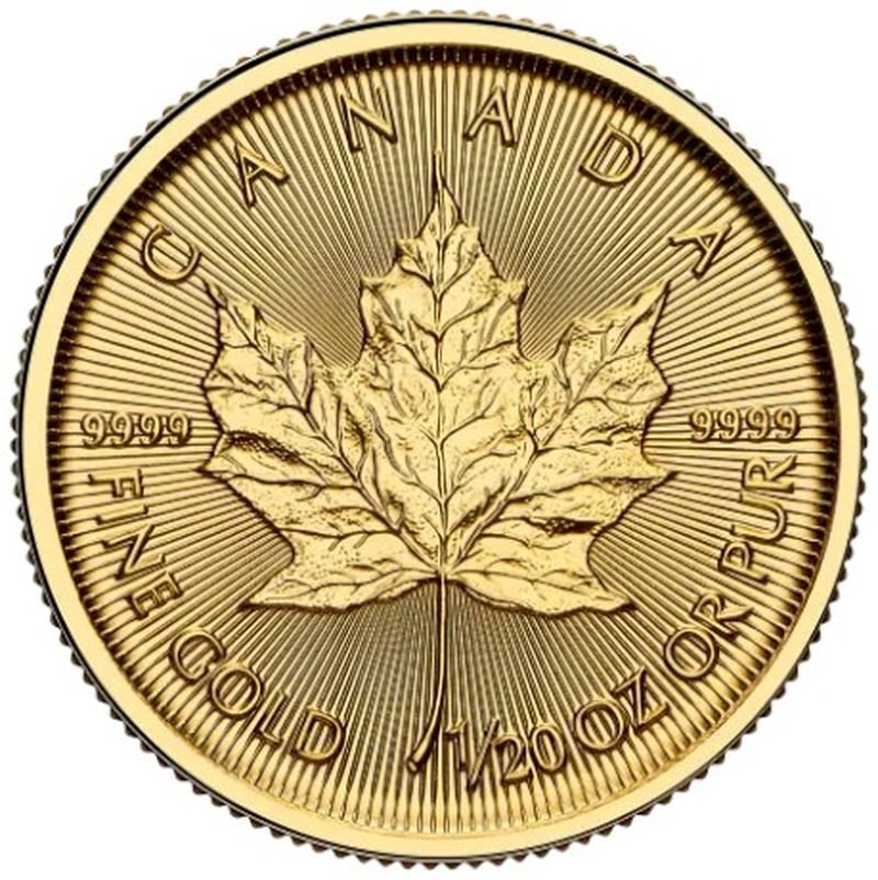 Moeda de Ouro de 1/20 onça do Maple Canadiano