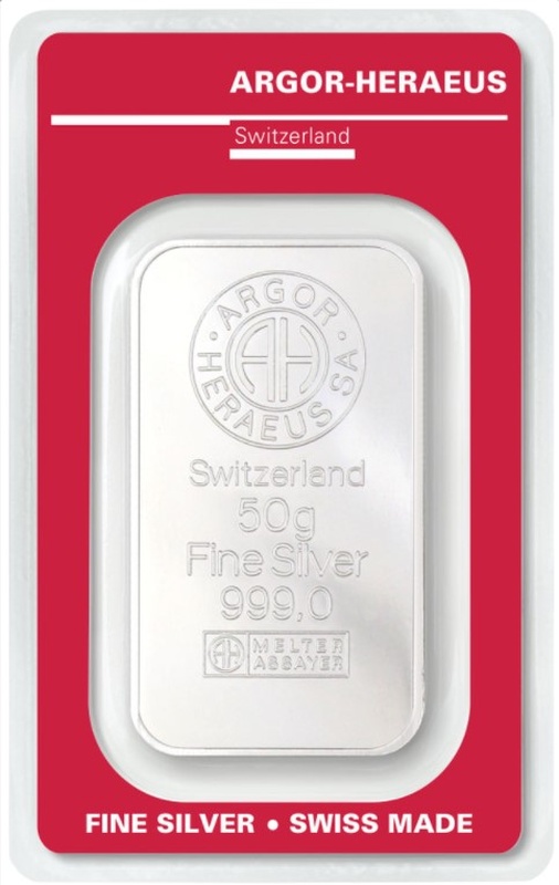 Argor-Heraeus 50 Gram Silver Bar