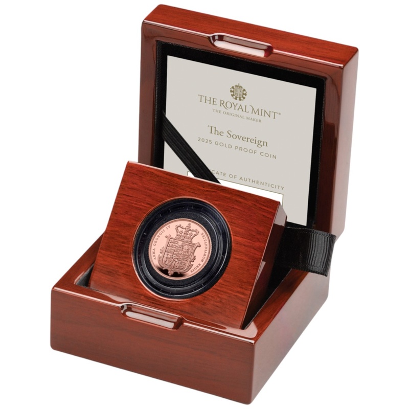 2025 Proof Gold Sovereign Coin Boxed